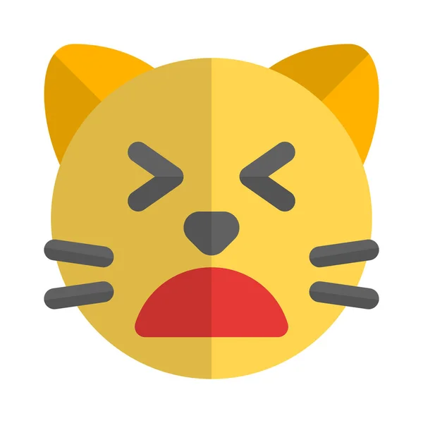 Emoji Gato Cansado Com Olhos Fechados Compartilhado Onlines —  Vetores de Stock