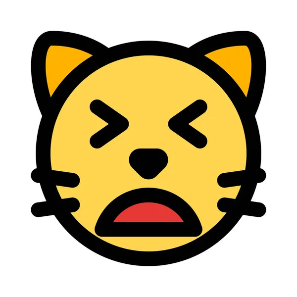 Emoji Gato Cansado Con Los Ojos Cerrados Compartidos Línea — Archivo Imágenes Vectoriales