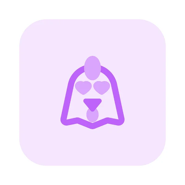 Romantische Kip Gezicht Met Hart Ogen Emoji — Stockvector