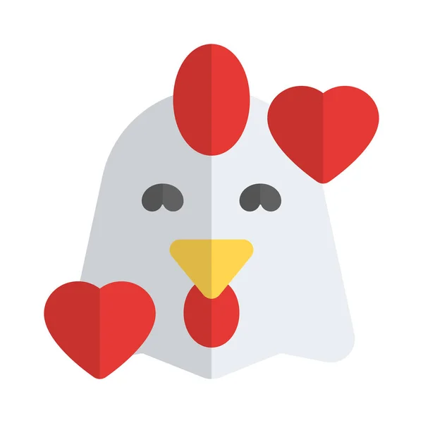 Pollo Feliz Con Corazones Girando Alrededor Emoji — Vector de stock