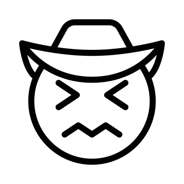 Confuso Cowboy Faccia Espressione Con Cappello Emoticon — Vettoriale Stock