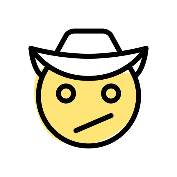 Confusion Cowboy Expression Faciale Emoji Pour Messager Instantané — Image vectorielle