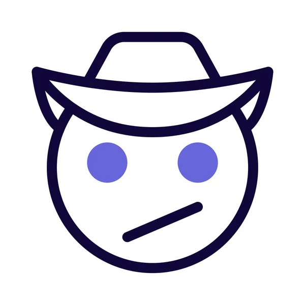 Confused Cowboy Facial Expression Emoji Instant Messenger — ストックベクタ