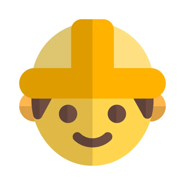 Construction Worker Face Emoticon Safety Helmet — ストックベクタ