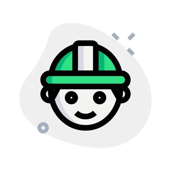 Emoticono Cara Trabajador Construcción Con Casco Seguridad — Archivo Imágenes Vectoriales