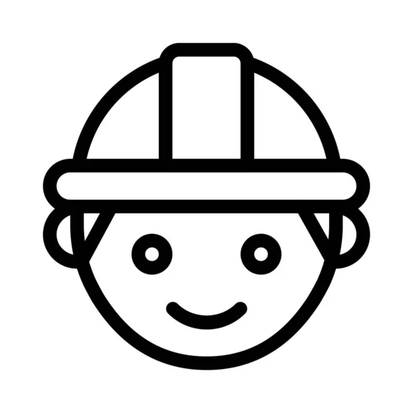 Lavoratore Edile Faccia Emoticon Con Casco Sicurezza — Vettoriale Stock