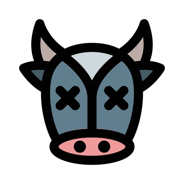 Krowa Obojgiem Oczu Skrzyżowane Emoji Dzielone Internecie — Wektor stockowy