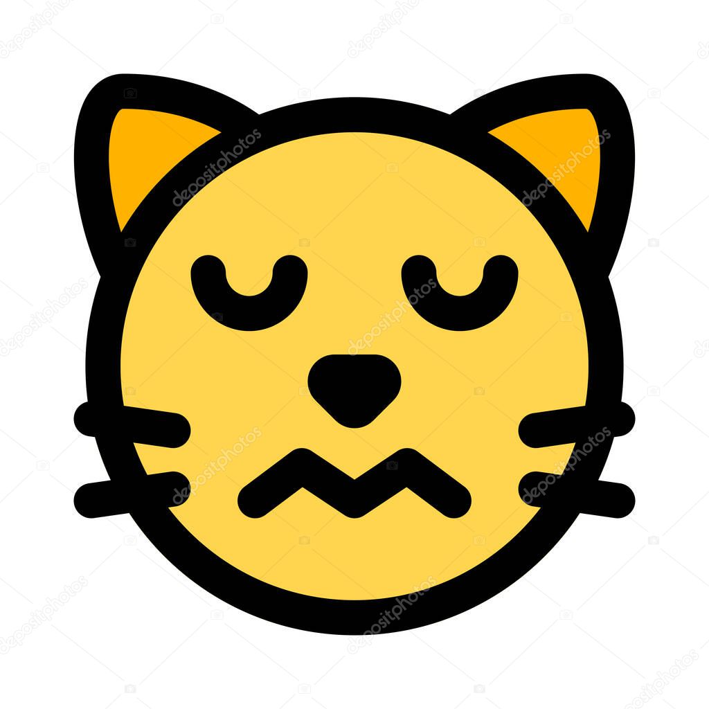 Sad cat with eyes closed confounded emoji