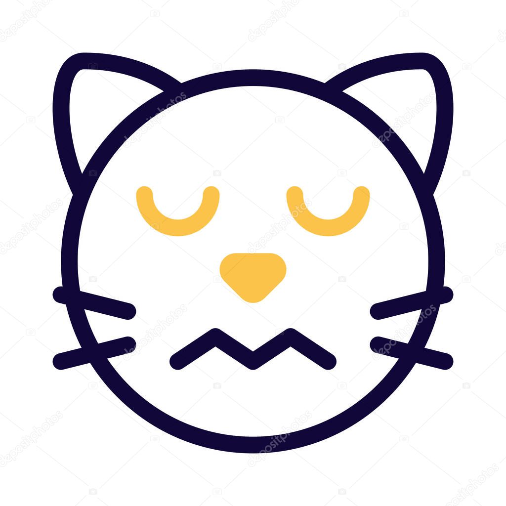 Sad cat with eyes closed confounded emoji