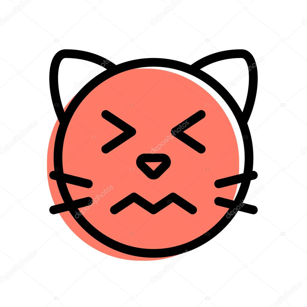 Cat eyes closed with confounded pictorial representation emoticon