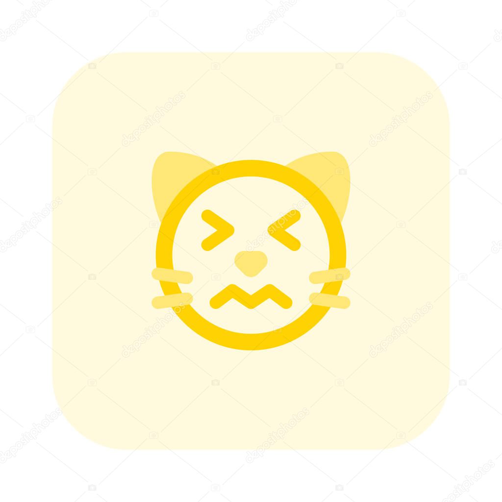 Cat eyes closed with confounded pictorial representation emoticon