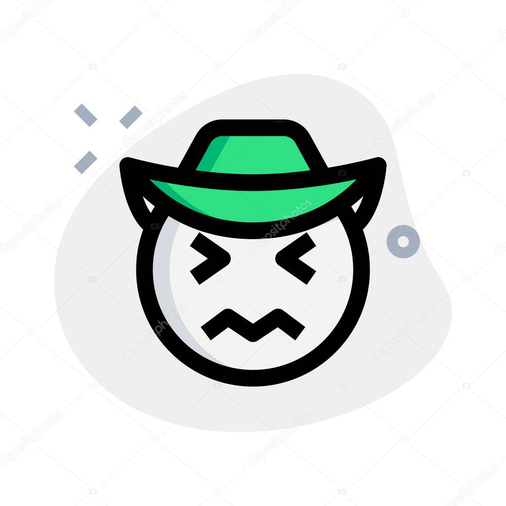 confounded cowboy face expression with hat emoticons
