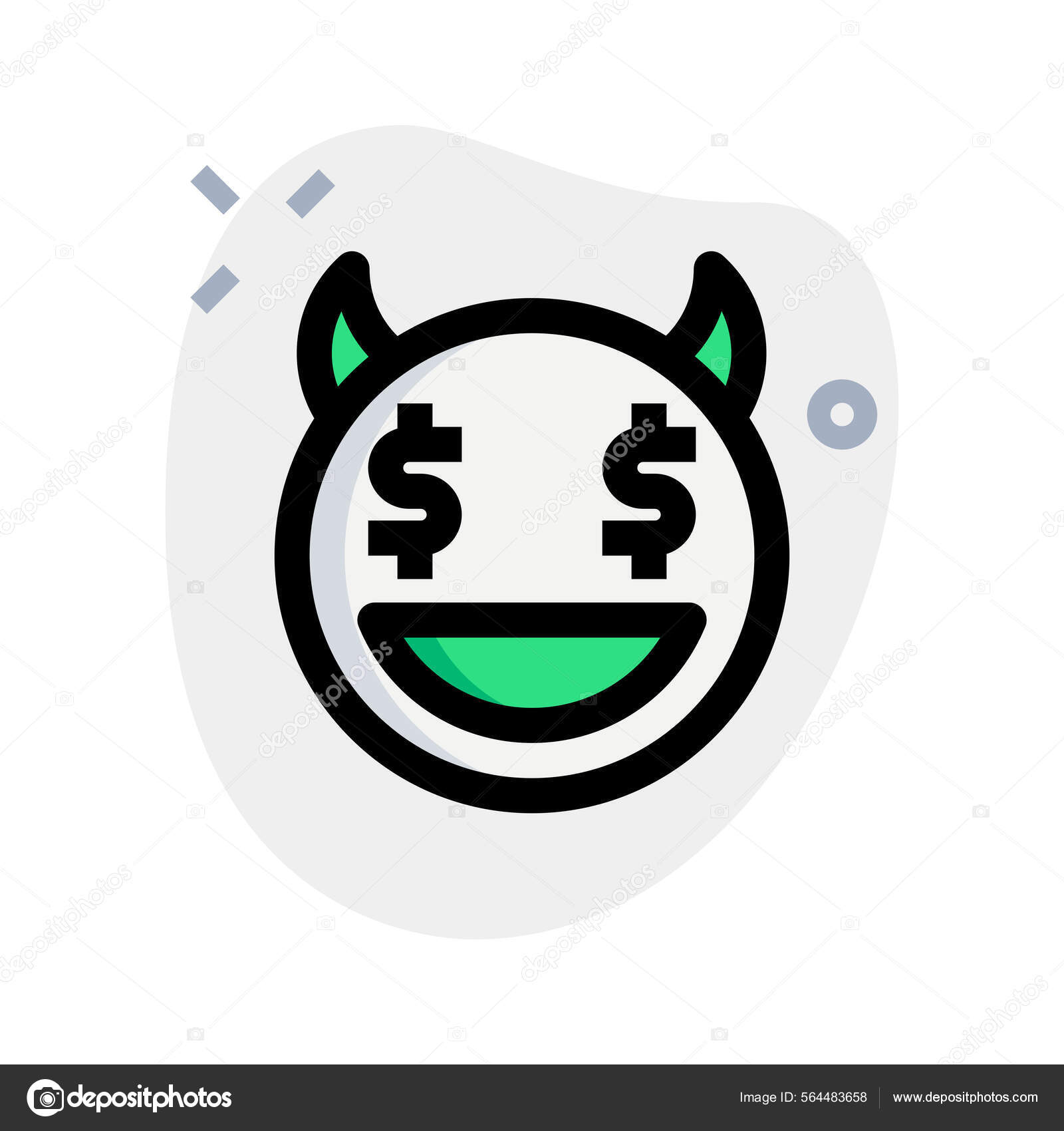 Dollar Eyes Greedy Devil Facial Expression Emoticon Векторное.