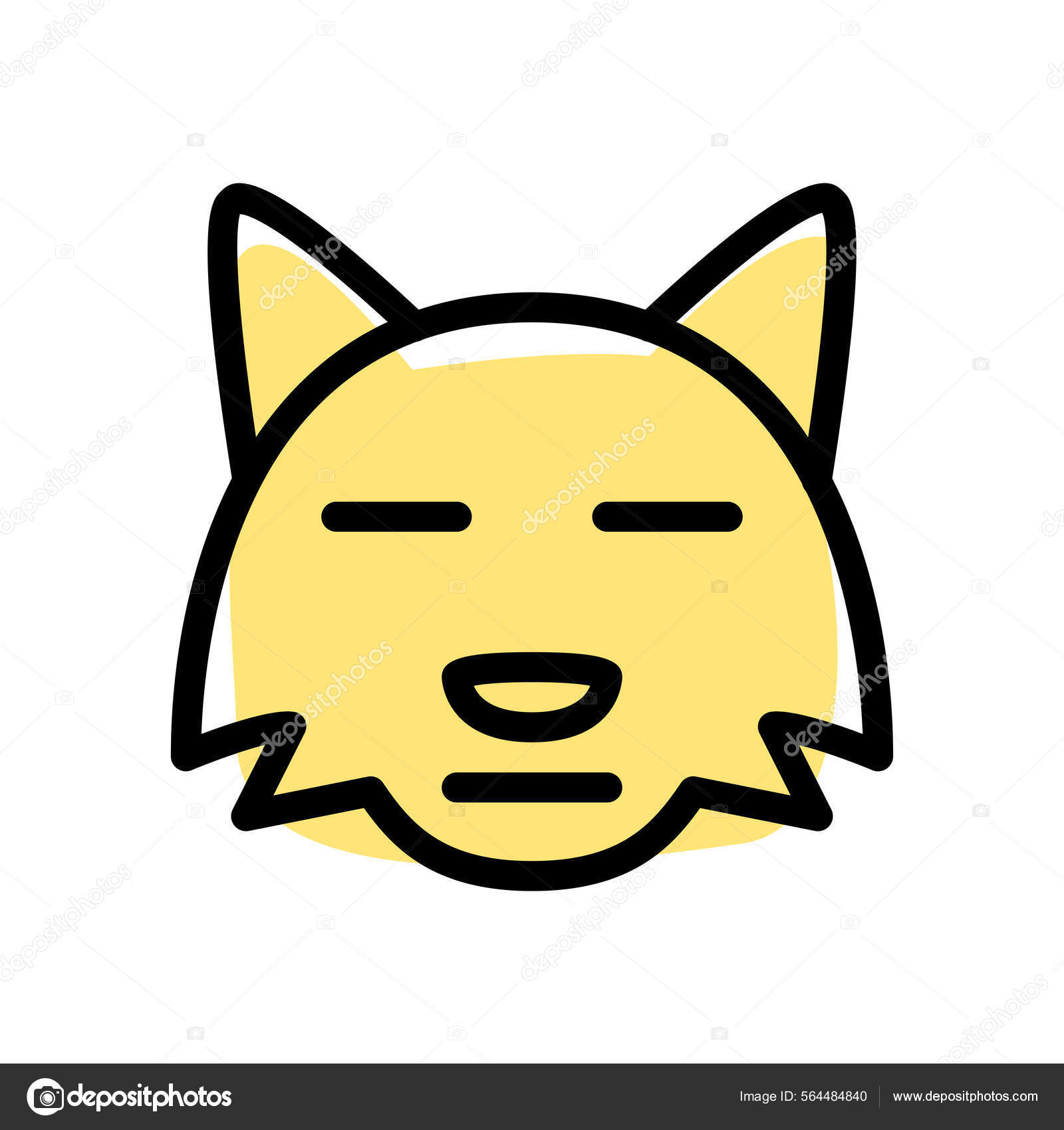 Emoji Cara Zorro Neutro Triste Con Expresión Boca Plana Vector de stock  #564484840 de ©get4net, image size:1600x1700