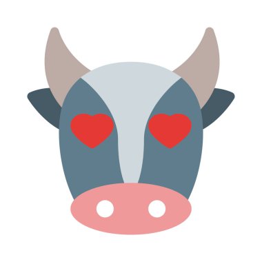 Romantik kalp gözleri inek yüzü tasviri