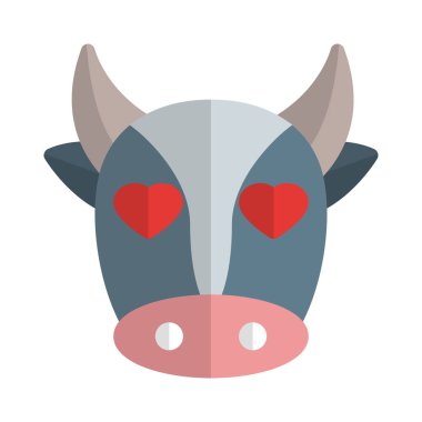 Romantik kalp gözleri inek yüzü tasviri