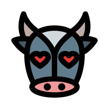 Romantik kalp gözleri inek yüzü tasviri