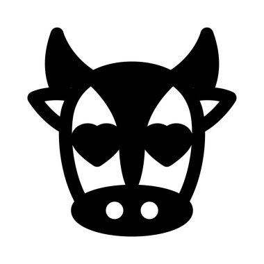 Romantik kalp gözleri inek yüzü tasviri