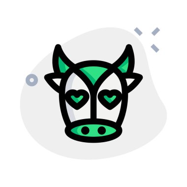 Romantik kalp gözleri inek yüzü tasviri