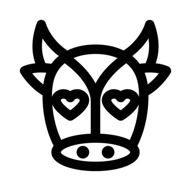 Romantik kalp gözleri inek yüzü tasviri