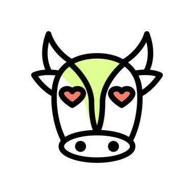 Romantik kalp gözleri inek yüzü tasviri