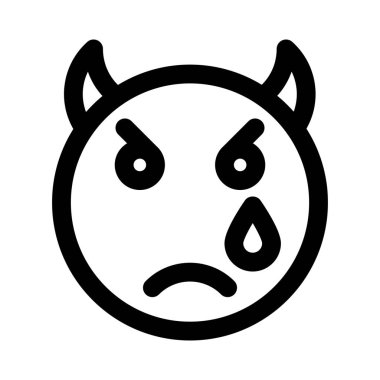 Boynuzlu şeytan suratı gözyaşlarıyla ağlıyordu.