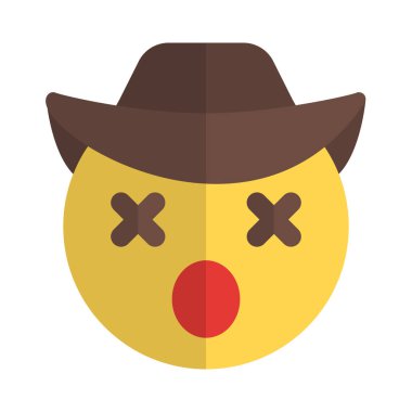 Sersemlemiş ifade, kovboy şapkası ve ağzı açık.