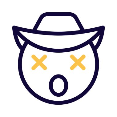 Sersemlemiş ifade, kovboy şapkası ve ağzı açık.