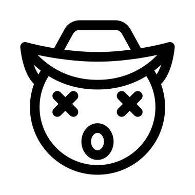 Sersemlemiş ifade, kovboy şapkası ve ağzı açık.