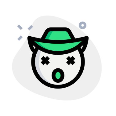 Sersemlemiş ifade, kovboy şapkası ve ağzı açık.