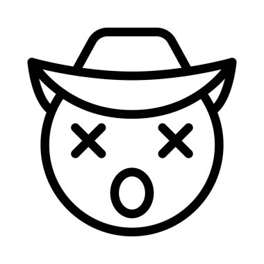 Sersemlemiş ifade, kovboy şapkası ve ağzı açık.