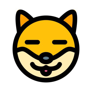 Komik köpek suratlı, gözleri kapalı ve dili dışarıda.