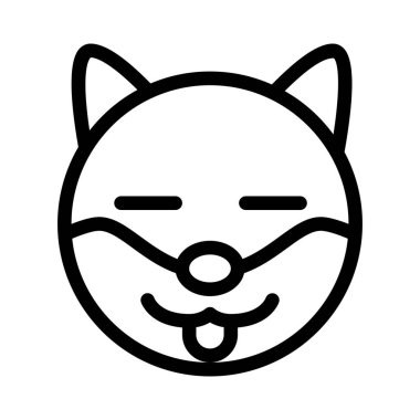 Komik köpek yüzlü, gözleri kapalı ve dili dışarıda.