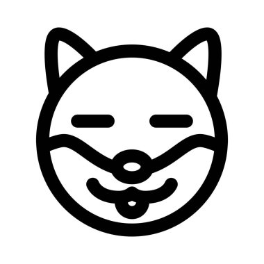 Komik köpek suratlı, gözleri kapalı ve dili dışarıda.