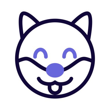 Gülen köpek suratlı mutlu, gözleri kapalı.