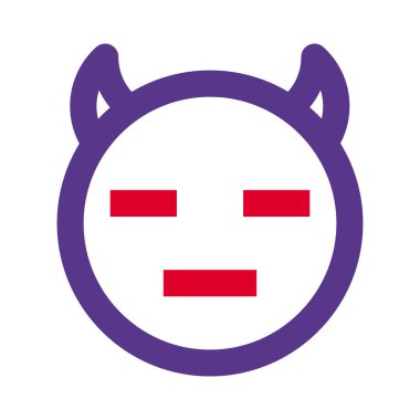 Bir çift boynuz emojisi olan ifadesiz şeytan.