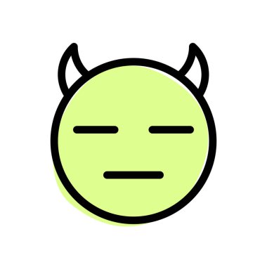 Bir çift boynuz emojisi olan ifadesiz şeytan.