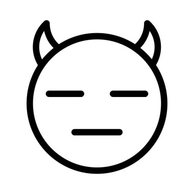 Bir çift boynuz emojisi olan ifadesiz şeytan.