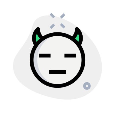 Bir çift boynuz emojisi olan ifadesiz şeytan.