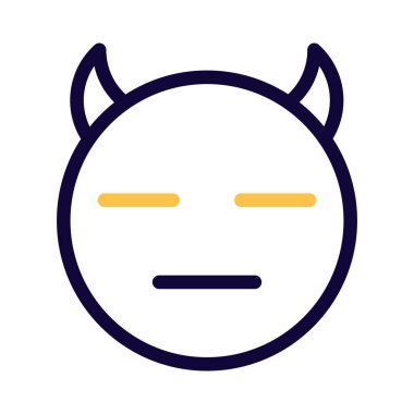 Bir çift boynuz emojisi olan ifadesiz şeytan.