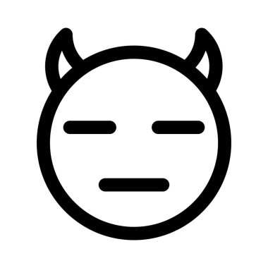 Bir çift boynuz emojisi olan ifadesiz şeytan.