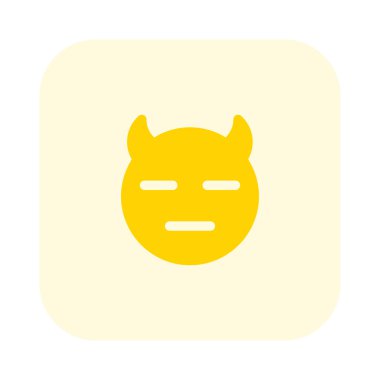 Bir çift boynuz emojisi olan ifadesiz şeytan.