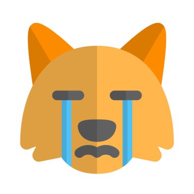 Ağlayan tilki gözyaşları akan emojiyle