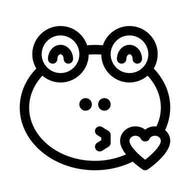 İri gözlü kurbağa, kalp ile öpücük üfleyen emoji.