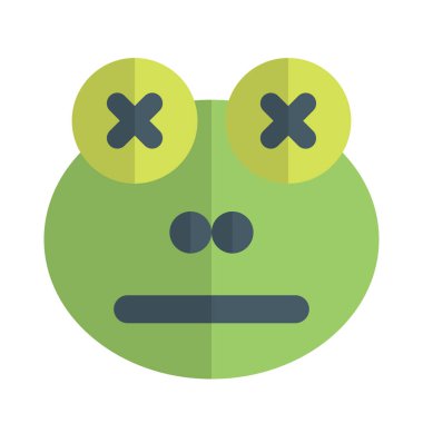 Kurbağa nötr sahnede, gözleri kapalı.