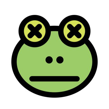 Kurbağa nötr sahnede, gözleri kapalı.