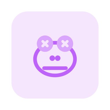 Kurbağa nötr sahnede, gözleri kapalı.