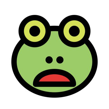 Kurbağa emojisi, ağzı açık, somurtkan resim sunumu