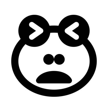 Kurbağa surat asıyor, ağzı açık ve şaşı.