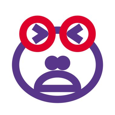 Kurbağa surat asıyor, ağzı açık ve şaşı.